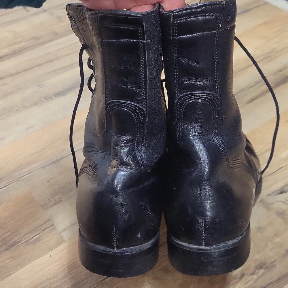 Vintage BF GOODRICH Black Steel Toe Laced Goodyear Heel Combat Boots - 8W - Picture 12 of 16